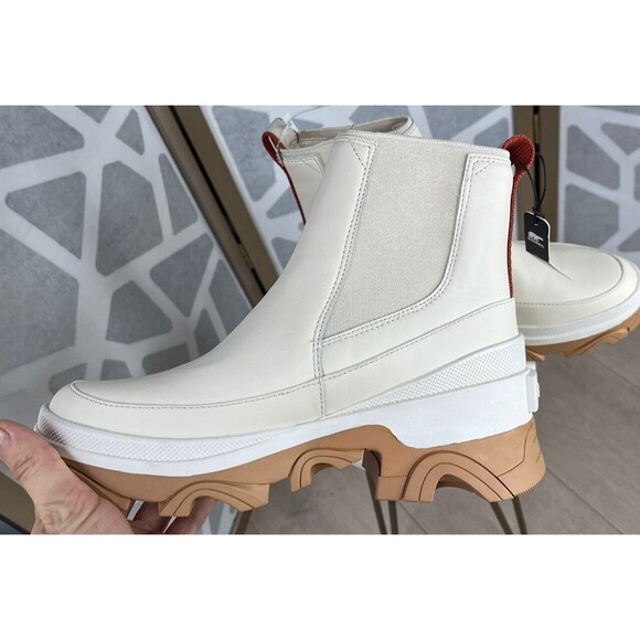 Sorel Women Brex Chelsea Boot Leather Natural/Sea Salt Chunky Platform Sole 7.5 - Picture 6 of 9
